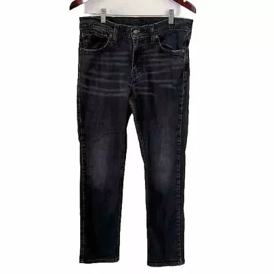 Levis Mens Jeans 32x30 Straight Leg Black Denim Pants Distressed • $19.99