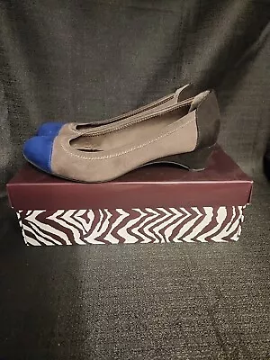 Dana Buchman Deely Women's Shoes Color Block Cap Toe Low Wedge Heel 8 M Preowned • £15.39