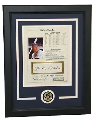 Mickey Mantle Autographed Framed 8x10 Stat Sheet Photo Yankees PSA/DNA • $400.40