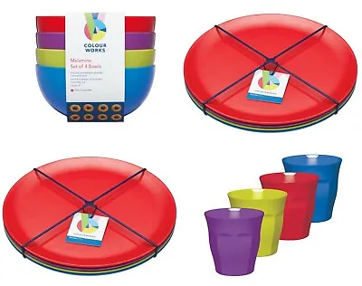 £12.95 • Buy KitchenCraft 4Pk Colourworks Melamine Tableware -Picnic, Camping, Party, Boating