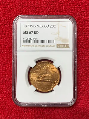 1970 Mo Mexico 20 Centavos Coin NGC MS 67 RD • $150