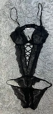 Victoria Secret Lingerie Sexy Black Lace Bodysuit Size M • $25