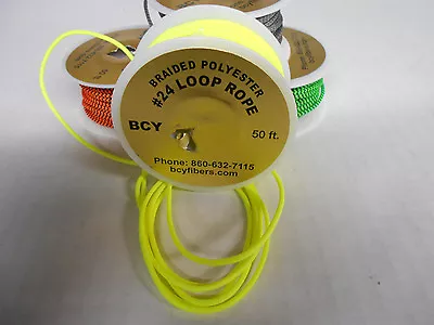 5' BCY #24 NEON YELLOW D Loop Materiel! Compound Bow String Release Loop • $4.49