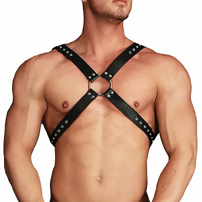 Bondage BDSM Harness Black Leather Adonis High Halter Male Submissive Restraint  • £33.99