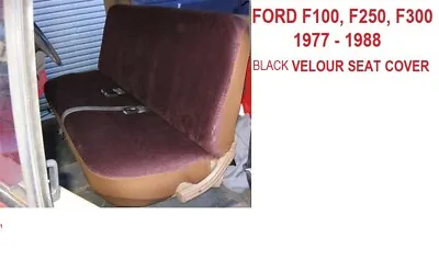 Custom Made Plain Black Velour Bench Seat Ocver Fit Ford F100/250/350 1977 -1988 • $102.73