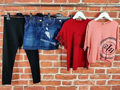 GIRLS BUNDLE AGE 9-10 YEARS NEXT Etc LEGGINGS T-SHIRT SHORTS SKIRT DENIM 140CM • £14.99