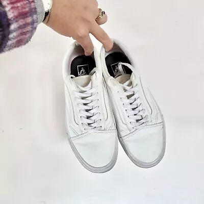 Vans White Leather Old Skool Size Womens US 8.5 Mens US 7 • $25