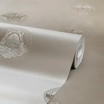 Vanitas Medusa Taupe Gray Textured Versace Wallpaper • $163.34