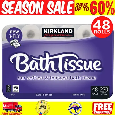 $53.31 • Buy Toilet Paper Tissue Rolls 3 Ply 270 Sheets Soft Thick Bath Toilet Roll Bulk AU