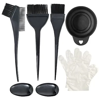 7PCS Hair Dye Kit | Colouring Bleaching Mixing Bowl And Brush Set Comb Tinting • £3.99