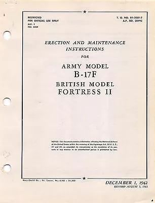 Boeing B-17F Erection And Maintenance World War II Book Flight Manual - CD  • $44.99