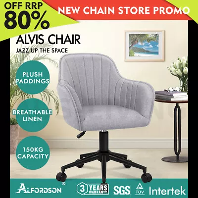 ALFORDSON Office Chair Fabric Armchair Computer Swivel Adult Kids Light Grey • $132.79