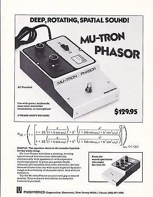 Vintage Ad Sheet #3136 - 1975 Musitronics Mu-tron Phasor • $12