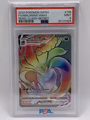 💥 PSA 9 Malamar VMAX Full Art Secret Rare Rebel Clash 2020 Pokemon Card #198 • $9.95