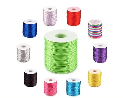 £7.99 • Buy Satin Silky Rattail Cord 1mm Macrame Nylon Thread 53 COLOURS Kumihimo Shamballa