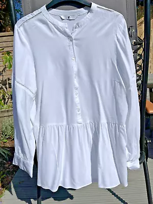 £5 • Buy White Long Sleeve Loose  Blouse / Top With Cut Work Detail Size 16 New Condition