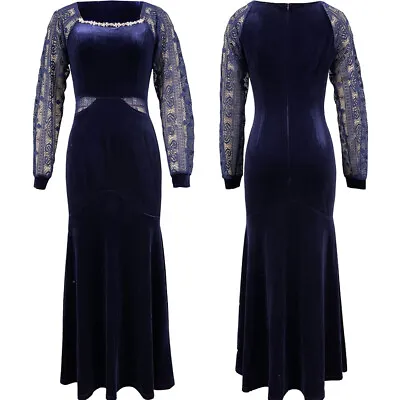 Women Muslim Long Sleeve Maxi Dress Evening Party Formal Prom Dresses Abaya Gown • £29.82