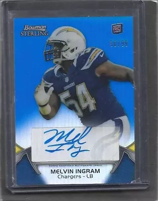 Melvin Ingram 2012 Topps Bowman Sterling Blue Refractor Rookie Auto Rc #d 58/99 • $12.99