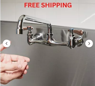 Wall Mount Commercial Sink Faucet 8  Centers 12  Swing Spout 1 2 3 Compartment • $75