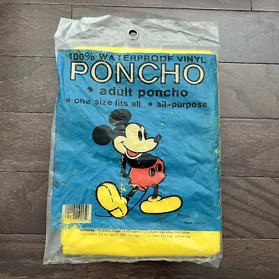 Vintage Disney Waterproof Vinyl Mickey Mouse Rain Adult One Size Poncho • $9.99