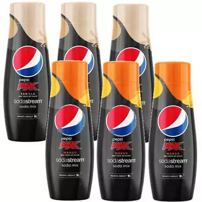 NEW SodaStream Pepsi Max Vanilla + Mango Assorted 6 Pack Syrup Soda Mix 440mL • $62.95