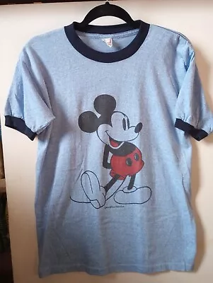 Vintage Ringer Single Stitch 1980s  Walt Disney Mickey Mouse T Shirt Tropix M • $45