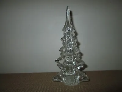 Vintage Art Glass Crystal Christmas Tree  Figurine Clear ~ 7   Tall • $19.89
