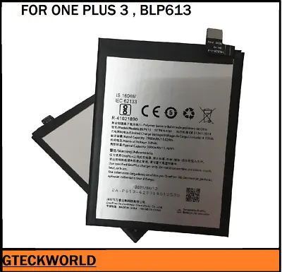 NEW REPLACEMENT BATTERY FOR ONE PLUS 3 BLP613 3000mAh -UK SELLER • £8.79