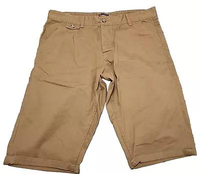 Kangol Mens Xl Brown Cotton Button Fly Chino Shorts • £9.50