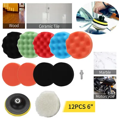 £11.99 • Buy 12pcs 6 Inch Sponge Polishing Waxing Buffing Pads Kit For Car Polisher Buffer