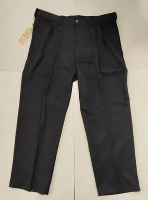 Haggar 40 X 30 Navy Blue Polyester Comfort Waist Pleated No-Iron Dress Pants • $39.95