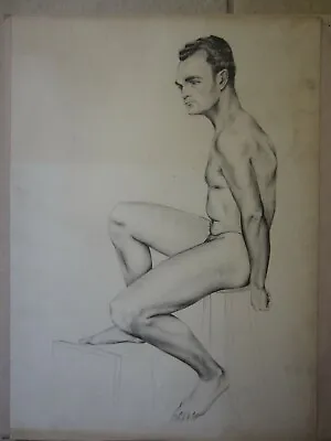 Vintage Set Of 4 Male Nude Drawings • $95
