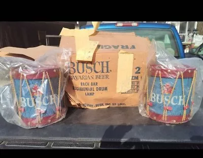 Vintage New Busch Bavarian Beer Back Bar Regimental Drum Lamp/light Set- Nos • $159.99