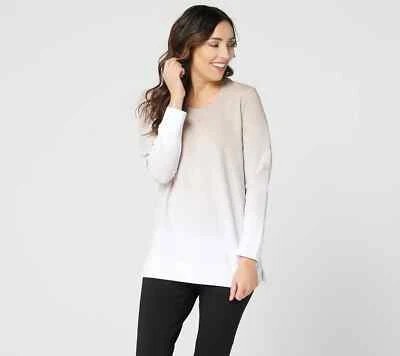 $17.99 • Buy Denim & Co. French Terry Dip Dye Long-Sleeve Tunic-PALE TAUPE XXS,  A346977