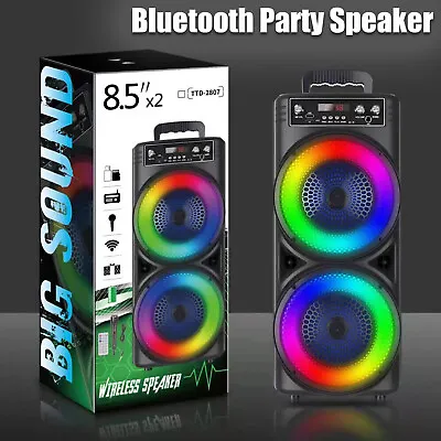 5000W Dual 8.5'' Bluetooth Speaker Sub Woofer Heavy Bass Sound System Party &Mic • $78.89