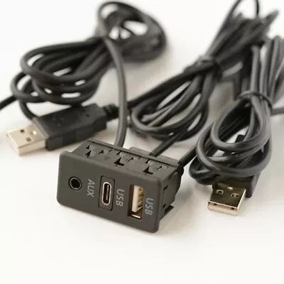 AUX Type C USB Port Panel USB Extension Cable Adapter Car Dash Flush Mount 150CM • $28.87