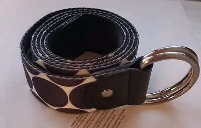 Lacoste Womens Material Belt White Black Polka Dot Size 36  / 90cm • £14.99