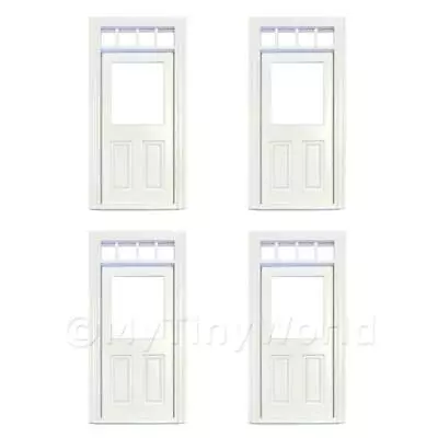 4 X Dolls House Decorative White Door With Glazed Pane And 4 Open Panes • £27