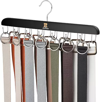 ZEDODIER Belt Hanger Wooden Belt Rack Max 42 Storage Capacity Hanging Holder • $14.29