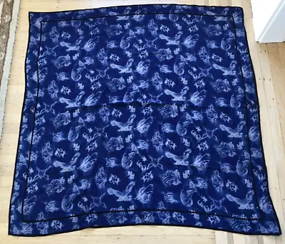 Alexander McQueen X Target 2009 Blue Tattoo Print 100% Silk Scarf 43  Square • $199.95