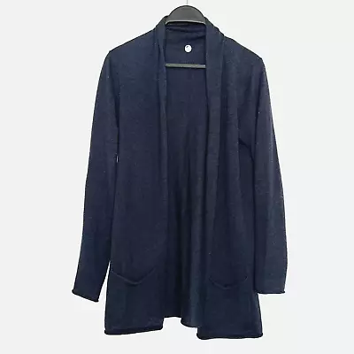 Margaret O'Leary Sweater Long Sleeve Open Front Cardigan Navy Blue Cotton Size S • $23.99