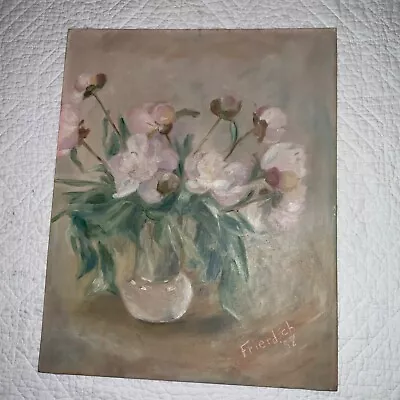 VINTAGE 58 Hand Painted ORIGINAL Oil PAINTING Flowers Floral By Frierdich • $184