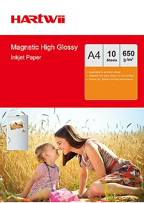 10 Sheets A4 650Gsm Magnet High Glossy Photo Paper Inkjet Paper Hartwii UK • £14.99