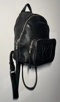 Karl Lagerfeld Black Leather Backpack Mini Small Monogrammed • £30