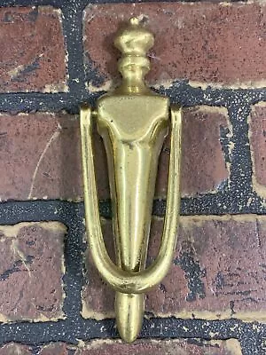 Brass Door Knocker Elegant Heavy Duty Large 7.5  Tall Solid MCM Vintage • $24.99