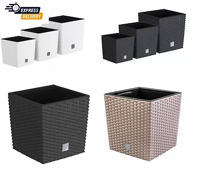 £9.89 • Buy Plant Flower Pot Square Rattan Planter Inner Pot 6 Sizes Garden Patio Home Large