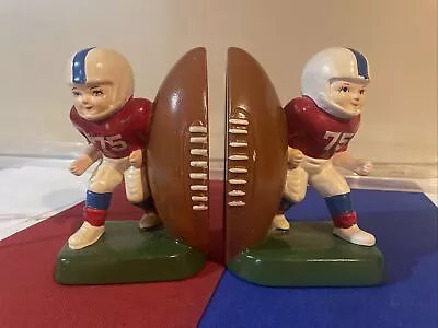 Vintage 1974 Football Player Book Ends! Sears Roebuck & Co. Great For Man Cave! • $39.95