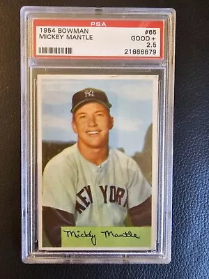 1954 Bowman - #65 Mickey Mantle Mickey Mantle (RC) GOOD+ 2.5 PSA!! • $780