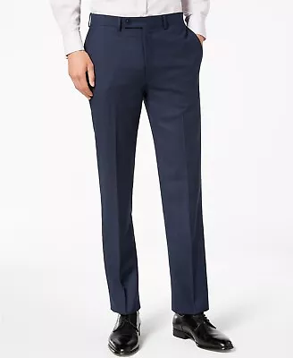 $190 Calvin Klein Men's Blue Birdseye X Slim-Fit Dress Pants Size 34W 30L • $59.98