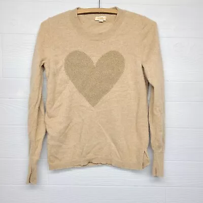 J Crew Brown Cashmere Heart Sweater Womens Size Small • $22.50